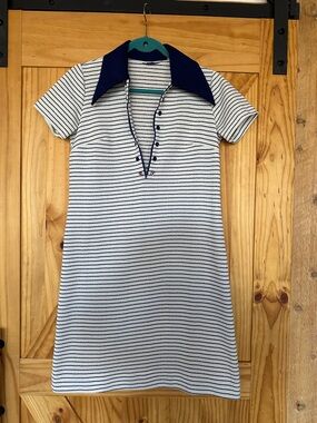 Vintage Sears Striped Polo Dress with Contrast Collar
